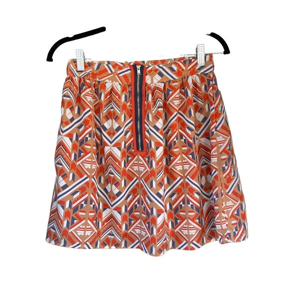 1459 Anthropologie Emmelee Pleated Geometric Boho Mini Skirt Size Small - Picture 2 of 4